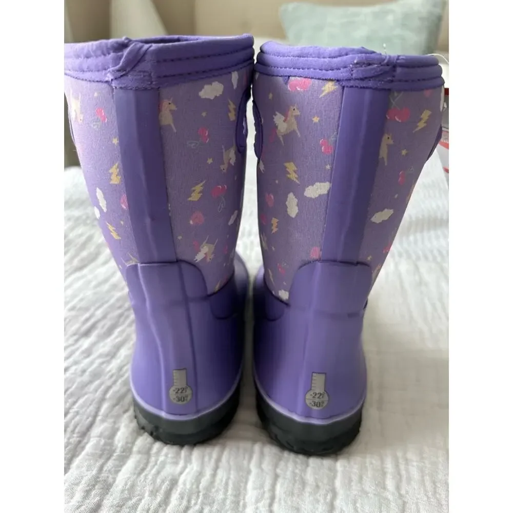 NEW BOGS Grasp Pegasus Youth Kids Size 6 Waterproof Rain Boot Purple Unicorn